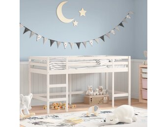 vidaXL Kinderhoogslaper Grenenhout Wit 80x200 cm - 35% Korting