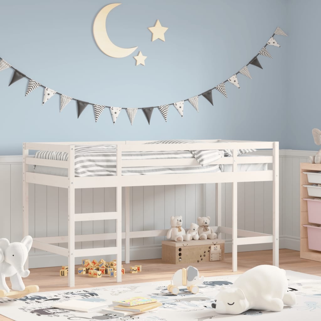 vidaXL Kinderhoogslaper Grenenhout Wit 80x200 cm - 35% Korting