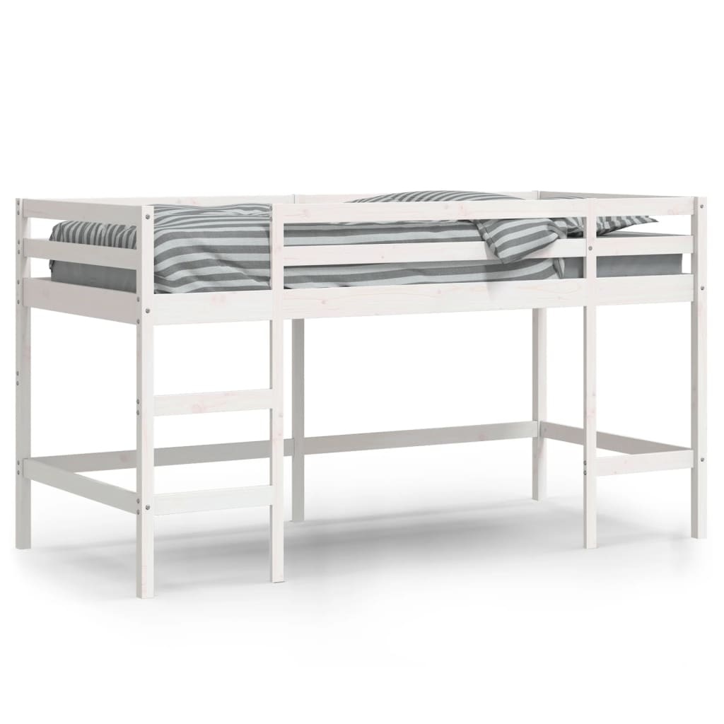 vidaXL Kinderhoogslaper Grenenhout Wit 80x200 cm - 35% Korting