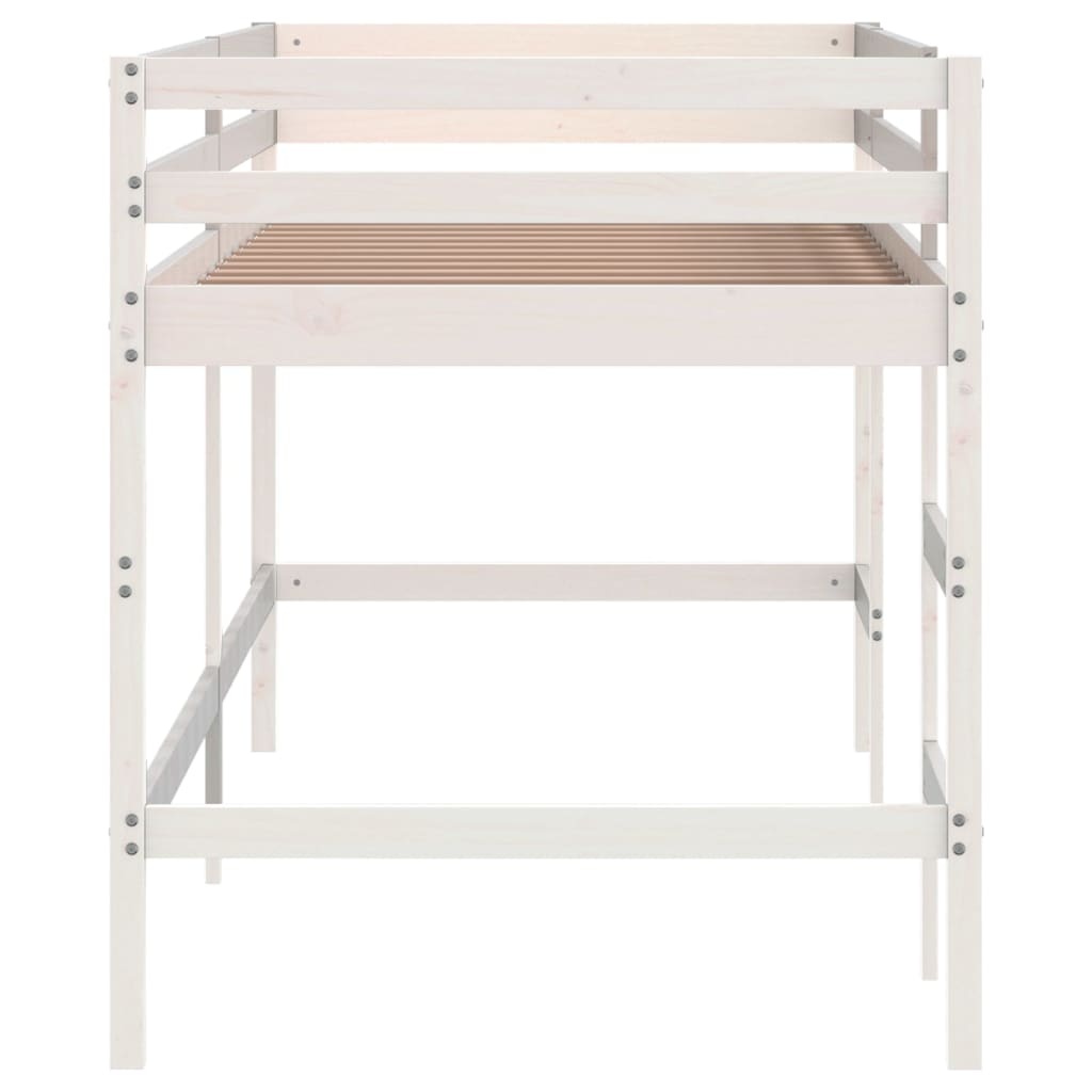 vidaXL Kinderhoogslaper Grenenhout Wit 80x200 cm - 35% Korting