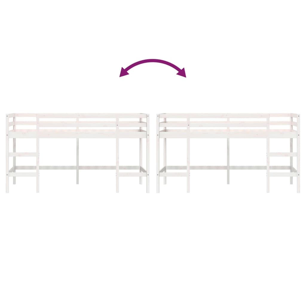 vidaXL Kinderhoogslaper Grenenhout Wit 80x200 cm - 35% Korting