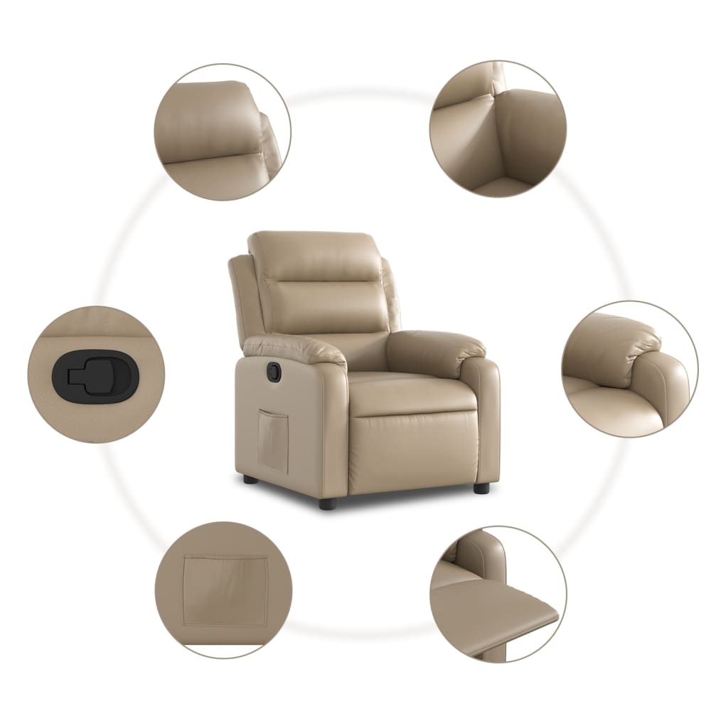 Verstelbare Kunstleren Fauteuil Cappuccino 35% Korting