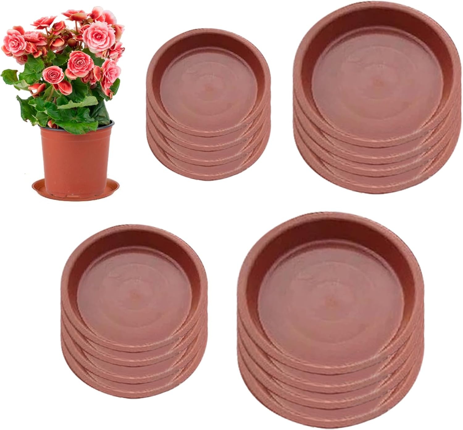 16x Terracotta Plantenonderzetters - 4 Maten - Waterdicht