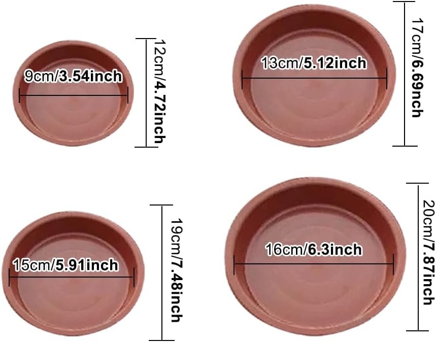 16x Terracotta Plantenonderzetters - 4 Maten - Waterdicht