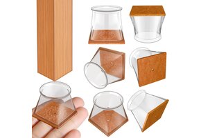 Stoelpootdoppen Vierkant 19-27mm | 20 Stuks Transparant Siliconen | 43% Korting