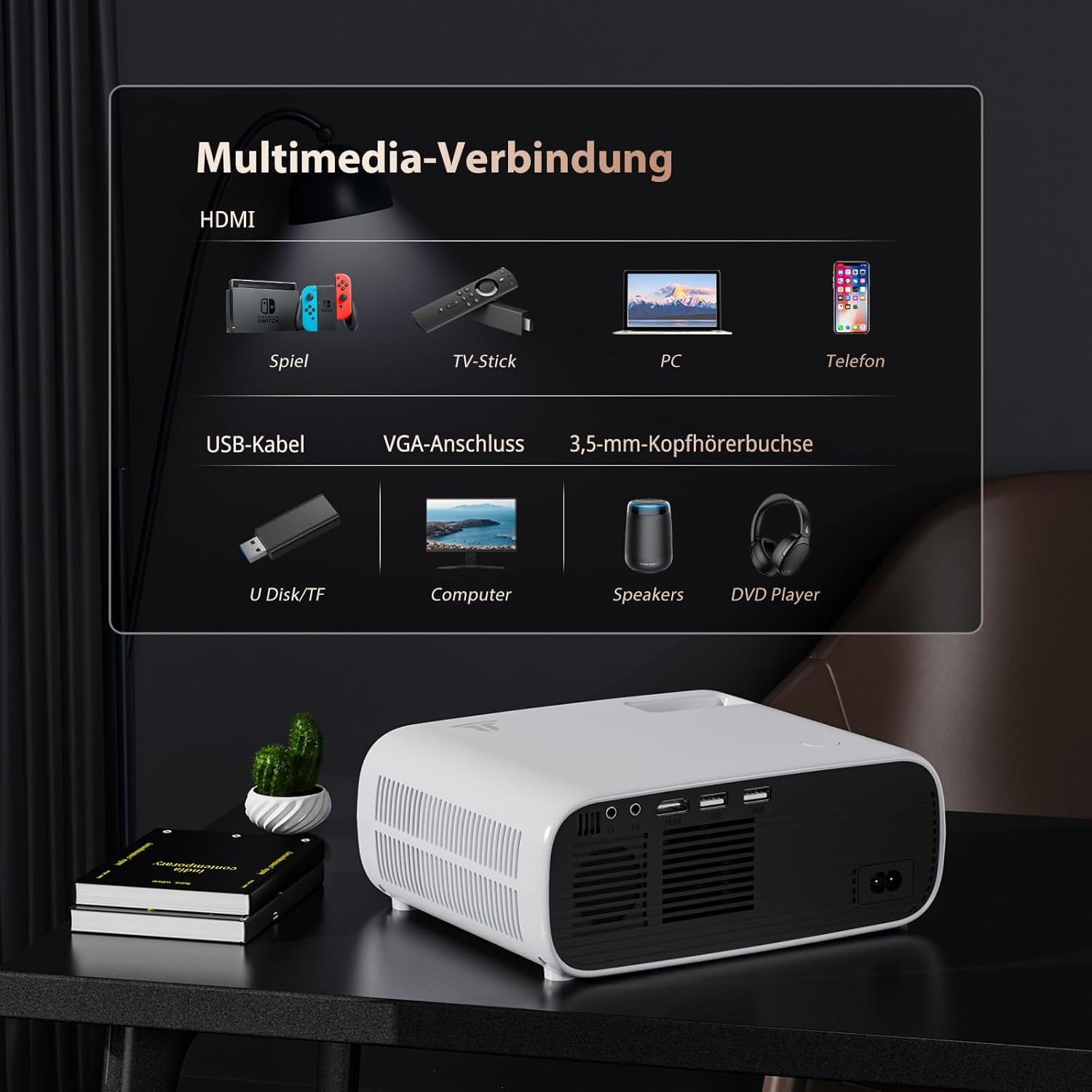 Mini Draagbare Beamer - 1080p Full HD, WiFi/Bluetooth, 29% Korting