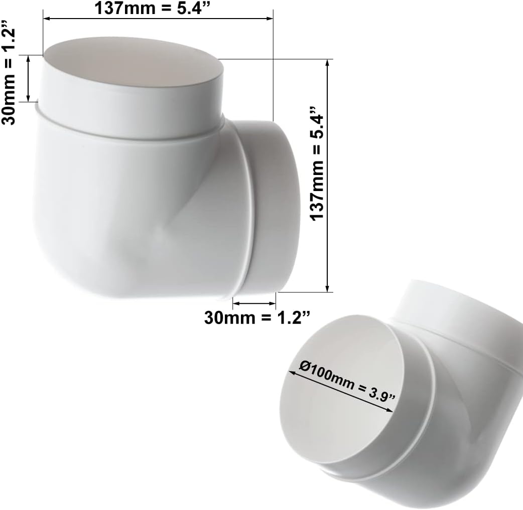 Buisboog 90° Ø 100mm - PVC Ventilatiesysteem (25% Korting)