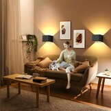 2x LED Wandlamp Zwart - Draadloos & Oplaadbaar met Bewegingsmelder