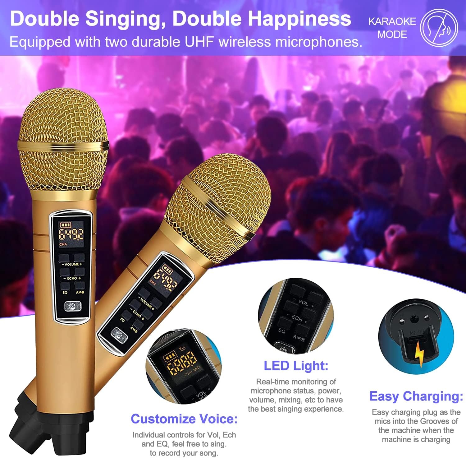 Draagbare Karaokemachine met 2 Microfoons & 360° Geluid - 34% Korting