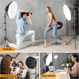 Softbox Verlichtingskit: 2x Octabox, 60W LED, 3000-6500K, 150cm Statieven | 29% Korting