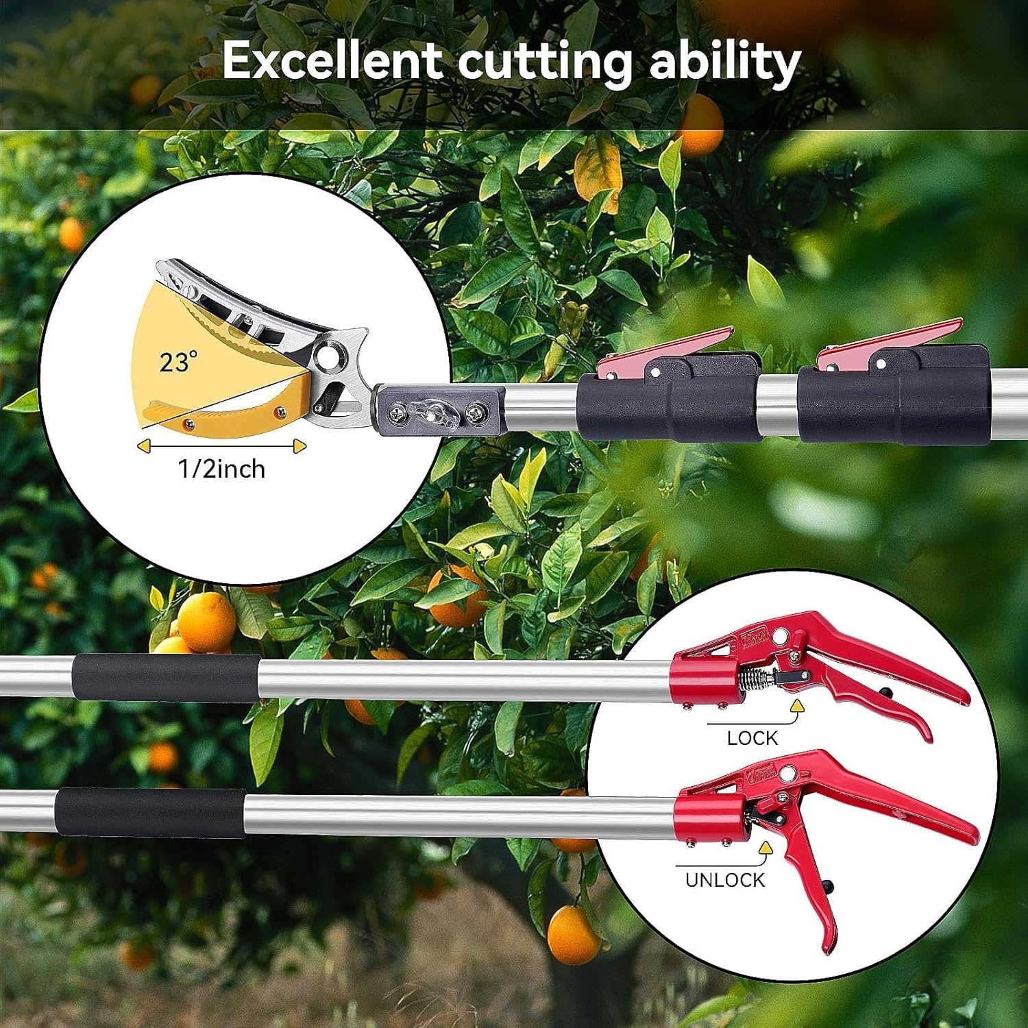 FLORA GUARD Telescopische takkenschaar voor verse takken en takken, 1,4 - 3,05 m, boomzaag met SK5 3D-tanden, werken op verre plaatsen, fruitplukkenschaar voor tuin en buiten