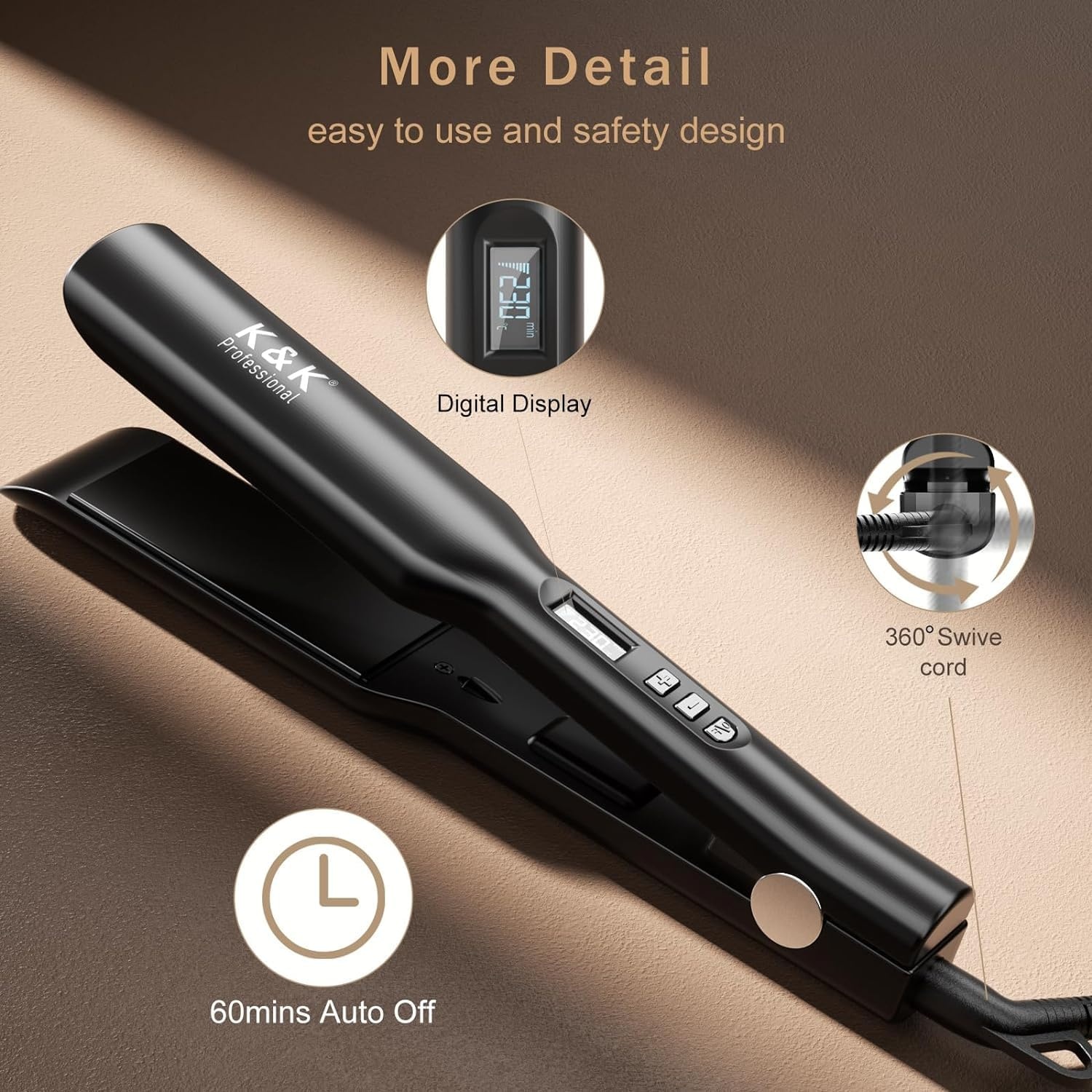 K&K Haargel glisse met Keramische Titan Ion technologie, 45 mm, 50-230℃