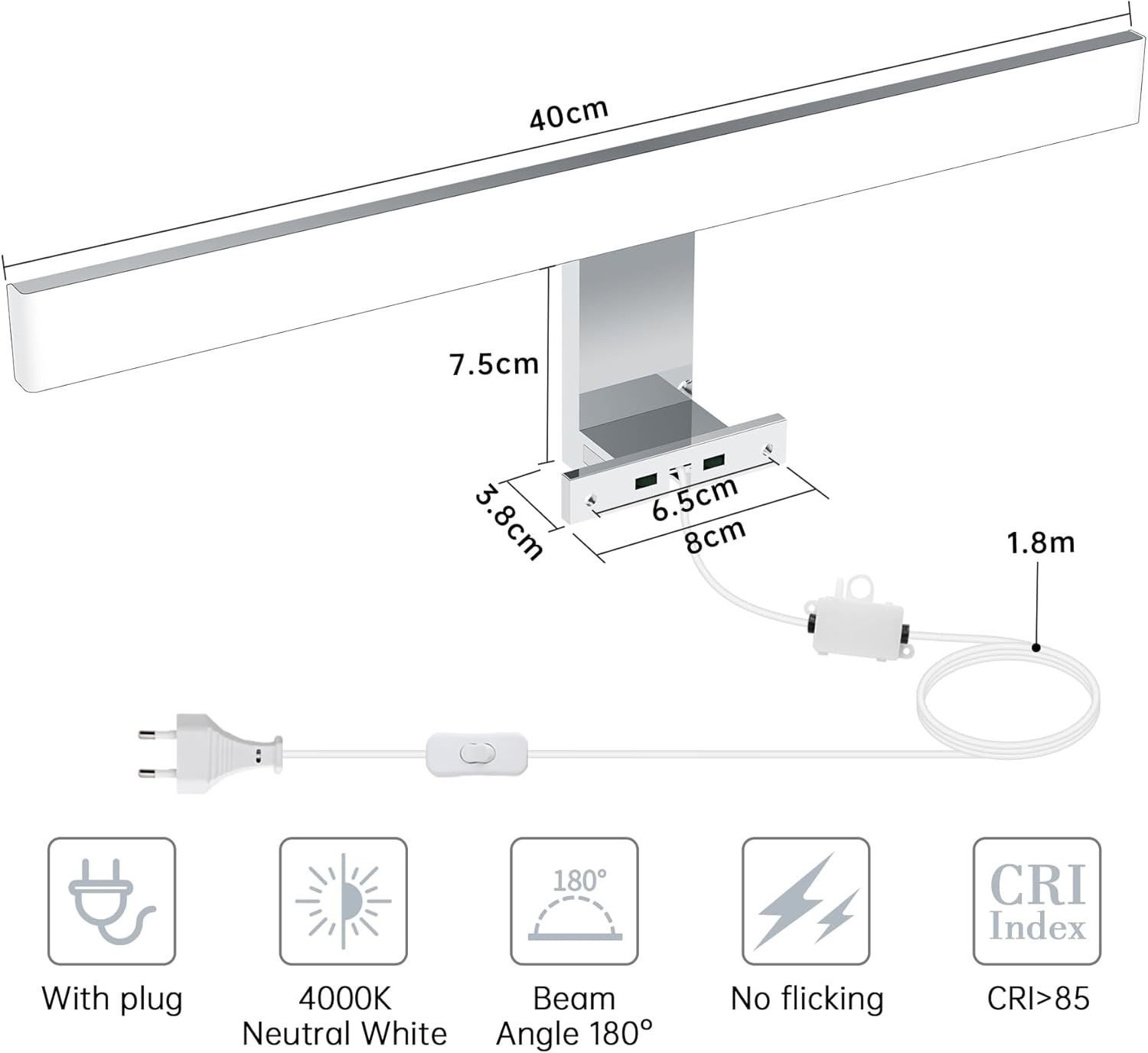 Badspiegellamp LED 40cm Neutraal Wit - 28% Korting