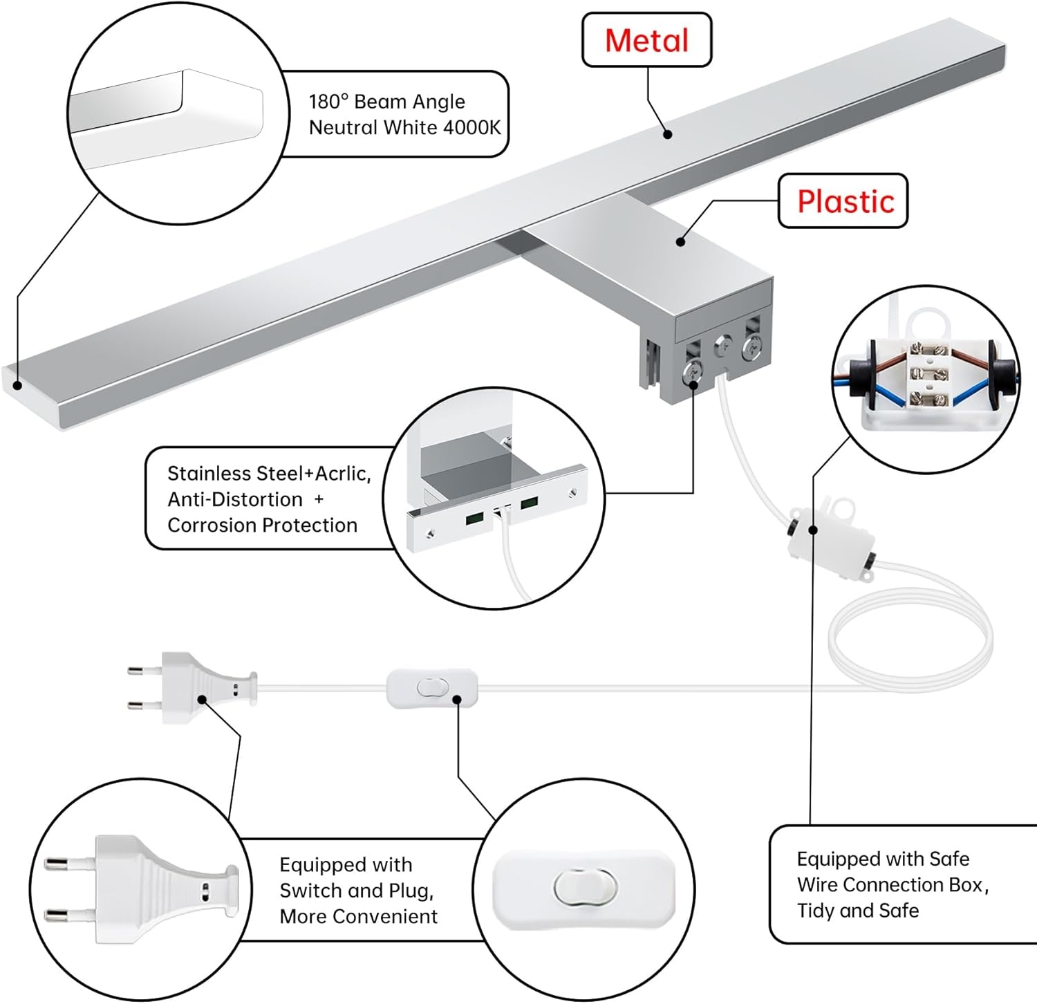 Badspiegellamp LED 40cm Neutraal Wit - 28% Korting