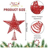 Verlichte Kerstboom Ster Piek - Rood Metaal Glitter 20 cm (77% Korting)