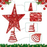Verlichte Kerstboom Ster Piek - Rood Metaal Glitter 20 cm (77% Korting)