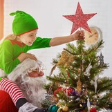 Verlichte Kerstboom Ster Piek - Rood Metaal Glitter 20 cm (77% Korting)