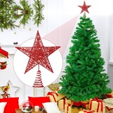 Verlichte Kerstboom Ster Piek - Rood Metaal Glitter 20 cm (77% Korting)