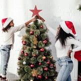 Verlichte Kerstboom Ster Piek - Rood Metaal Glitter 20 cm (77% Korting)