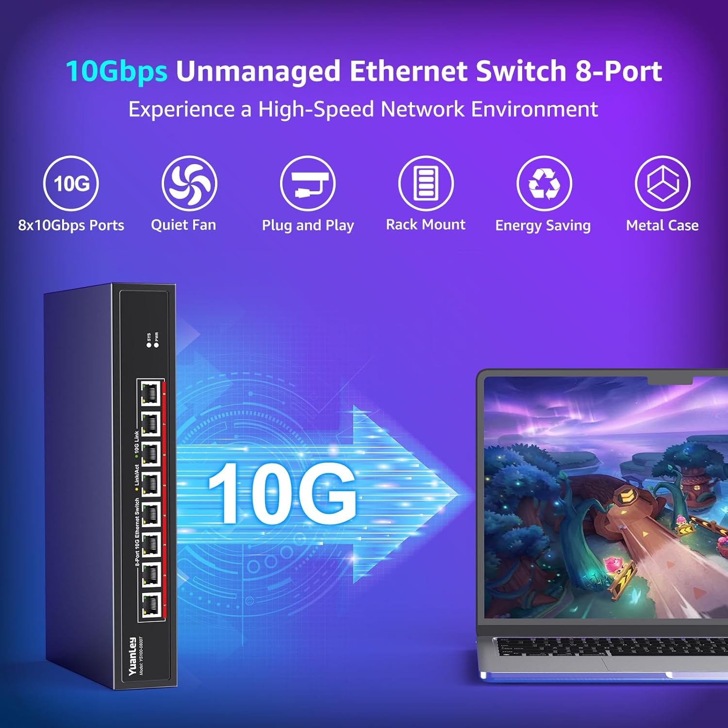 8-Poorts 10G Ethernet Switch - Snel & Betrouwbaar