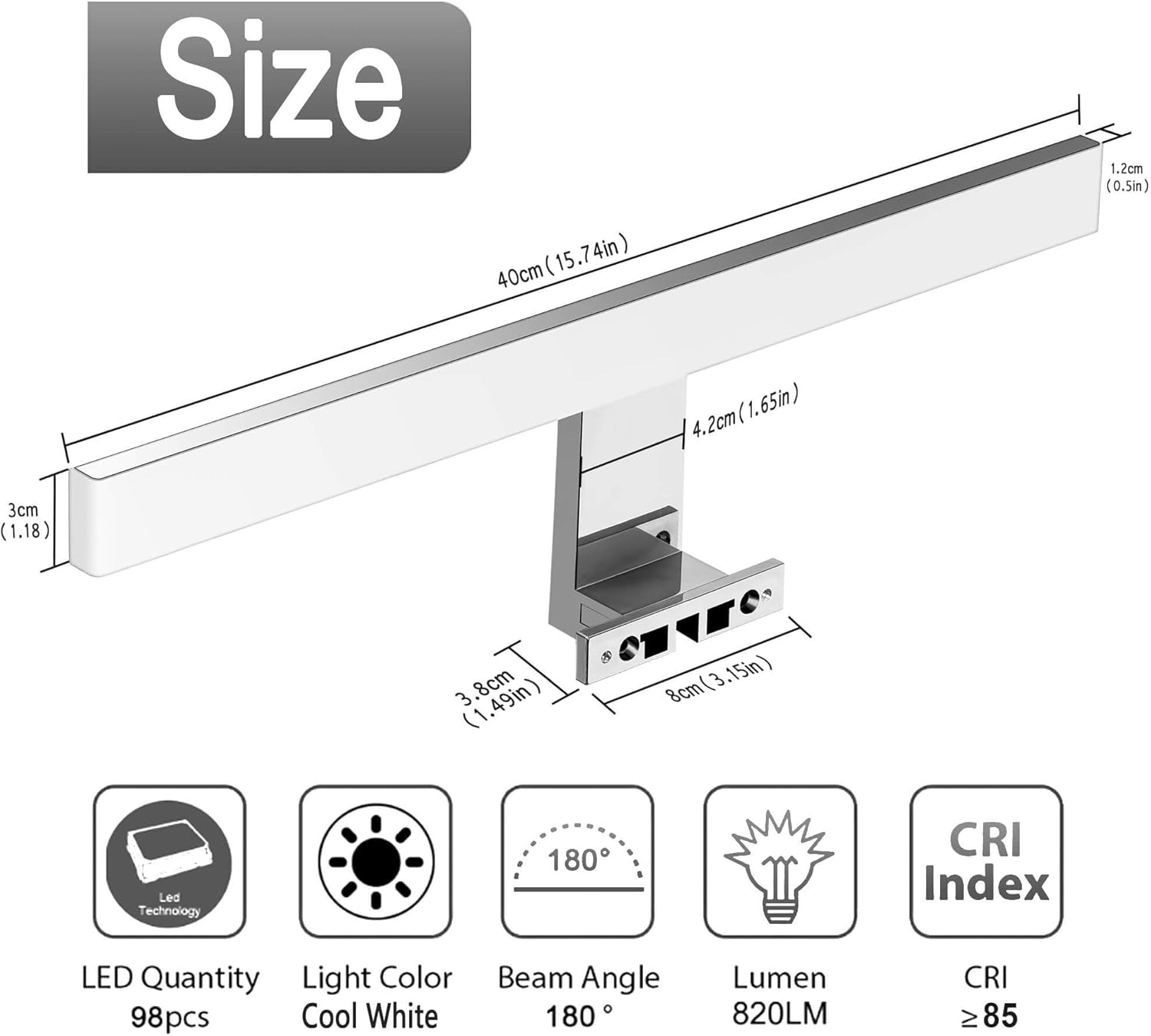 LED Badkamerspiegellamp 40cm Koelwit - 33% Korting!