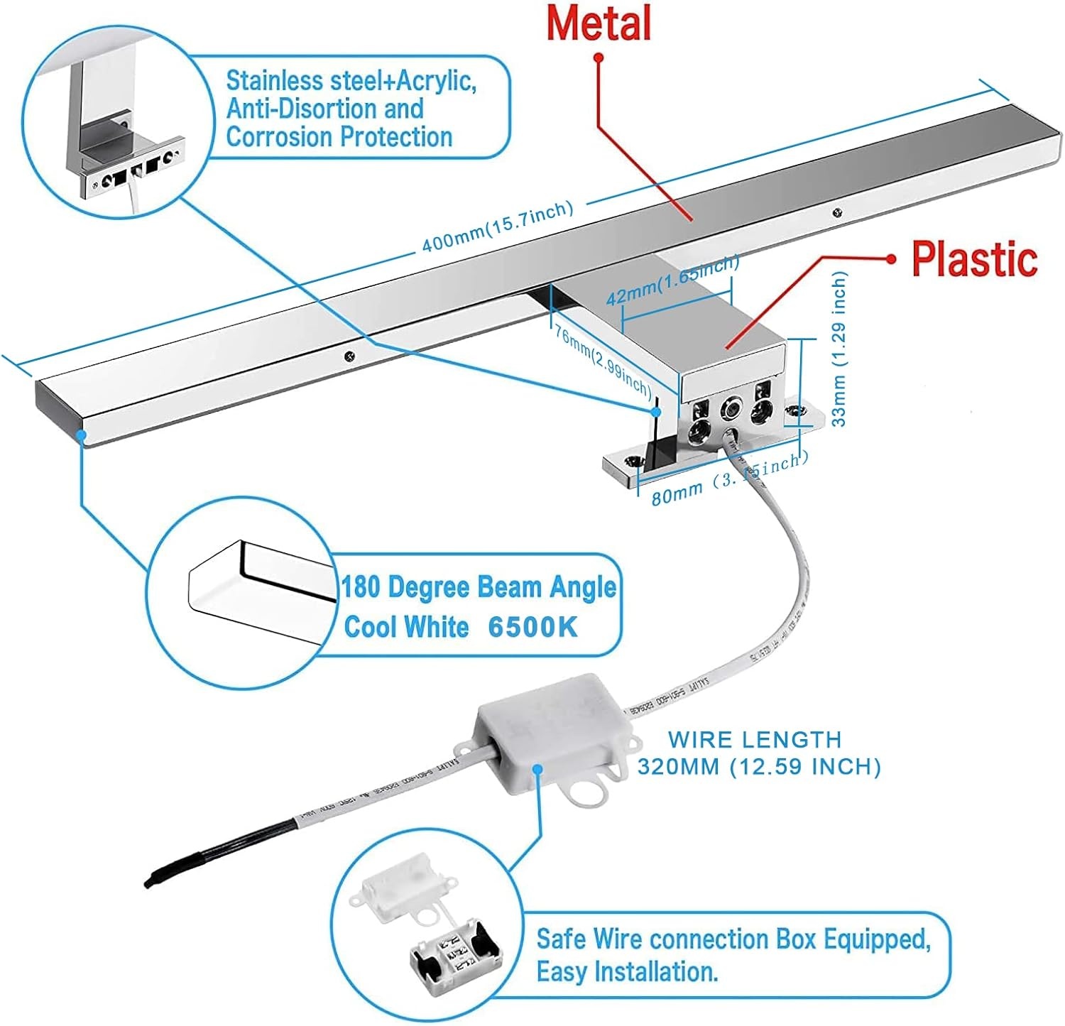 LED Badkamerspiegellamp 40cm Koelwit - 33% Korting!