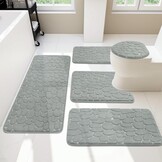 5-delige Badmatten Set Lichtgrijs - Memory Foam, Antislip
