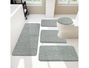 5-delige Badmatten Set Lichtgrijs - Memory Foam, Antislip