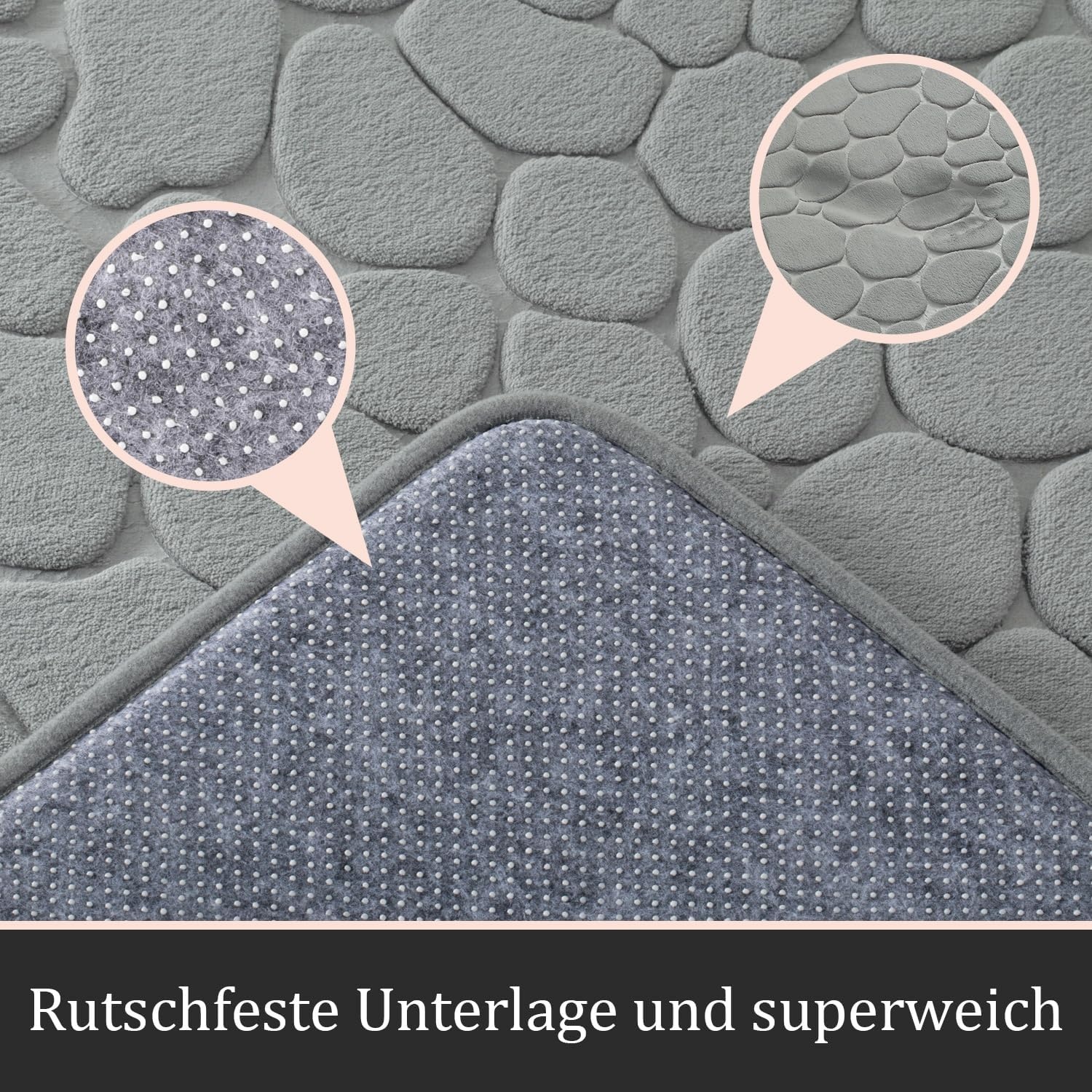5-delige Badmatten Set Lichtgrijs - Memory Foam, Antislip