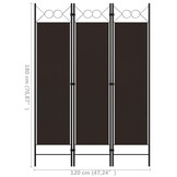 Kamerscherm 120x180cm Bruin - 3 Panelen, 33% Korting