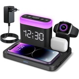3-in-1 Draadloze Oplader: iPhone, Watch & AirPods + Wekker & Nachtlamp (29% Korting)