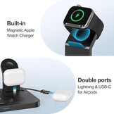 3-in-1 Draadloze Oplader: iPhone, Watch & AirPods + Wekker & Nachtlamp (29% Korting)