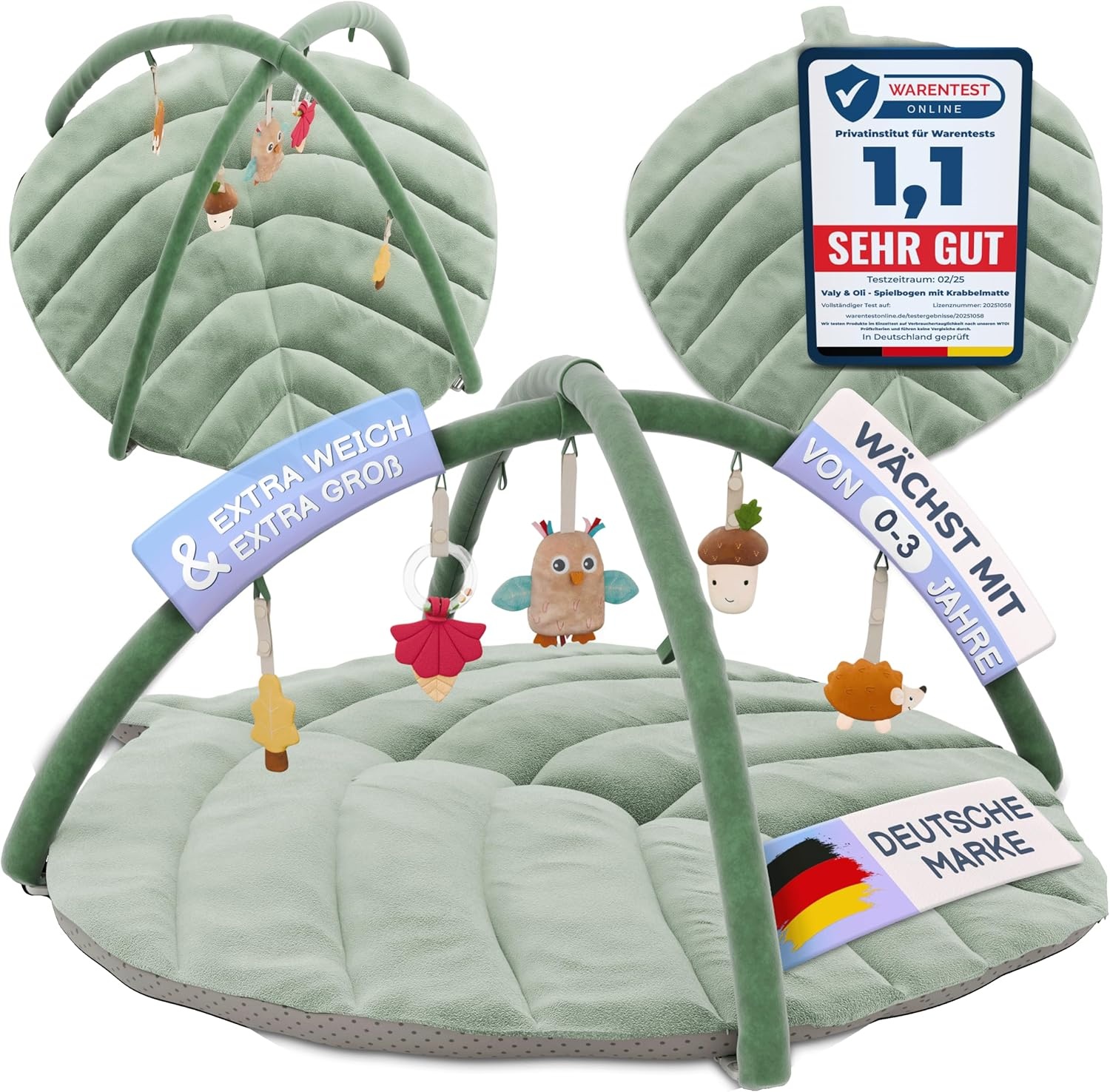 XXL Babyspeelmat met speelboog - Vanaf geboorte, groen
