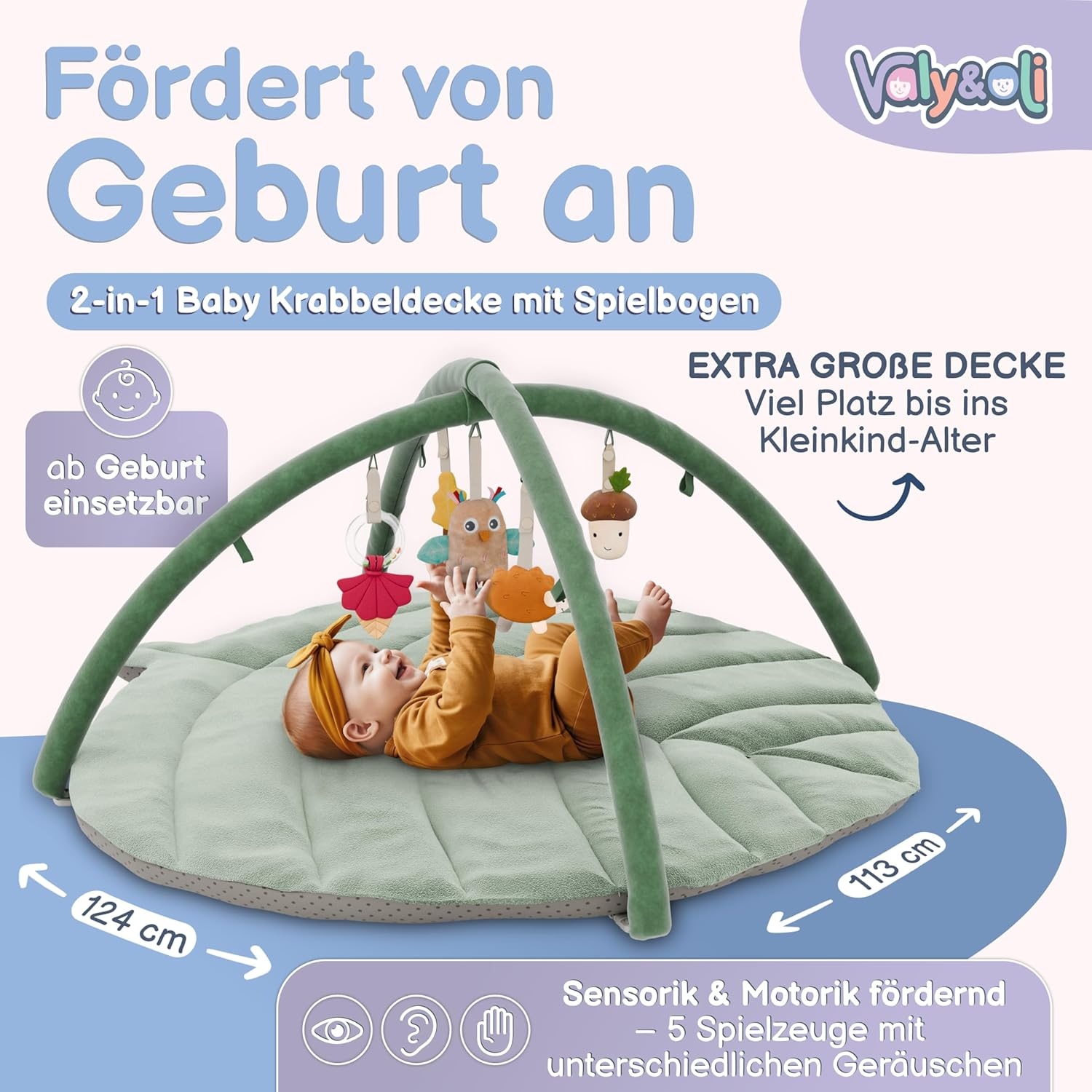 XXL Babyspeelmat met speelboog - Vanaf geboorte, groen