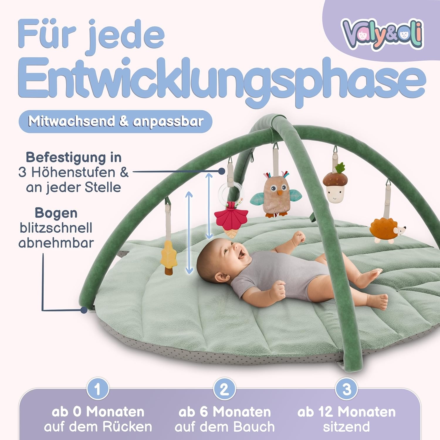 XXL Babyspeelmat met speelboog - Vanaf geboorte, groen