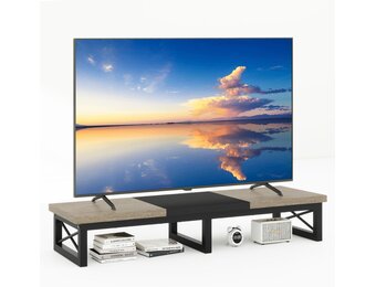 TV-standaard 114 cm breed | 2 Opbergvakken | Greige Zwart | 29% Korting