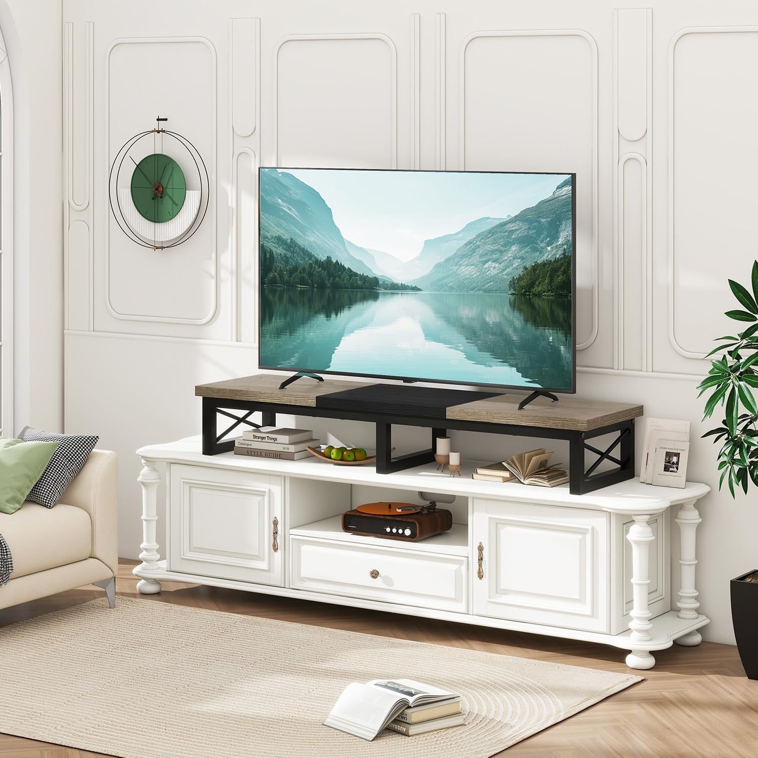 TV-standaard 114 cm breed | 2 Opbergvakken | Greige Zwart | 29% Korting