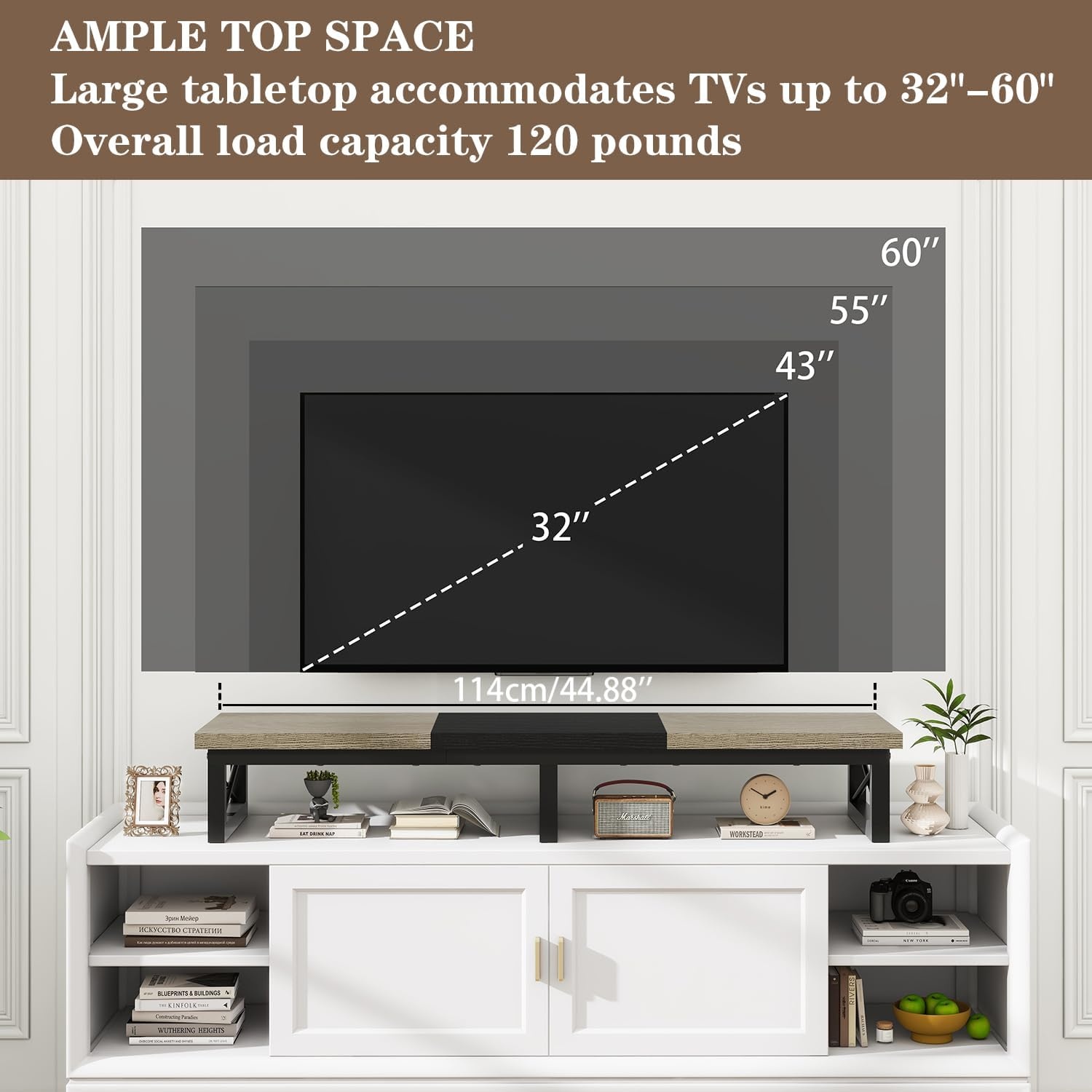 TV-standaard 114 cm breed | 2 Opbergvakken | Greige Zwart | 29% Korting