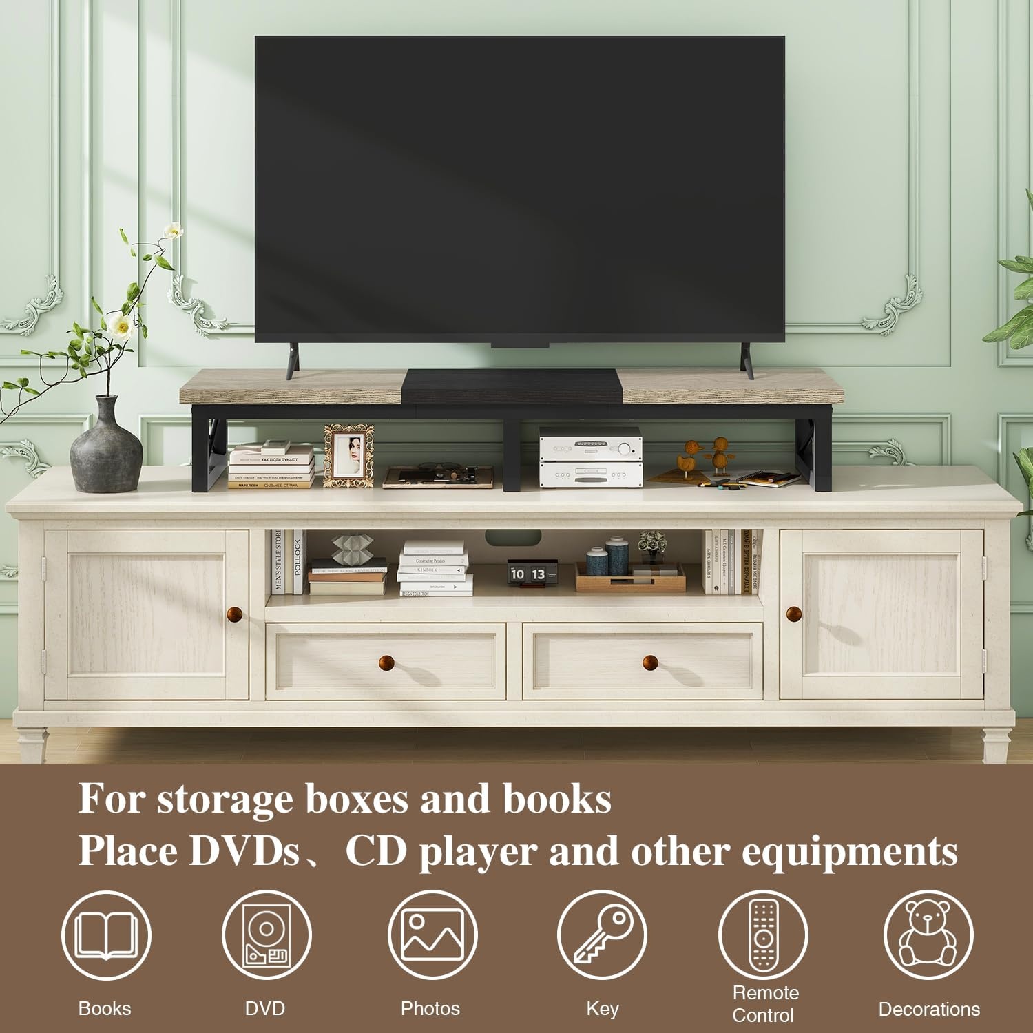 TV-standaard 114 cm breed | 2 Opbergvakken | Greige Zwart | 29% Korting
