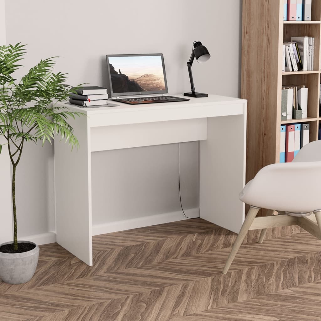 Wit Bureau Bewerkt Hout 90x40x72 cm - 33% Korting!