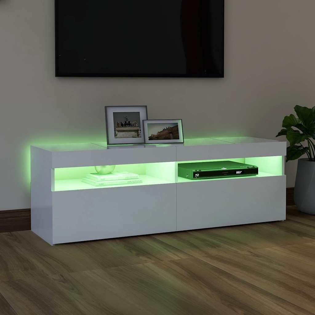 TV-meubel met LED-verlichting 120cm Wit - 34% Korting