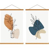 Houten Posterhanger Teak 21 cm | Magnetisch & Schadevrij