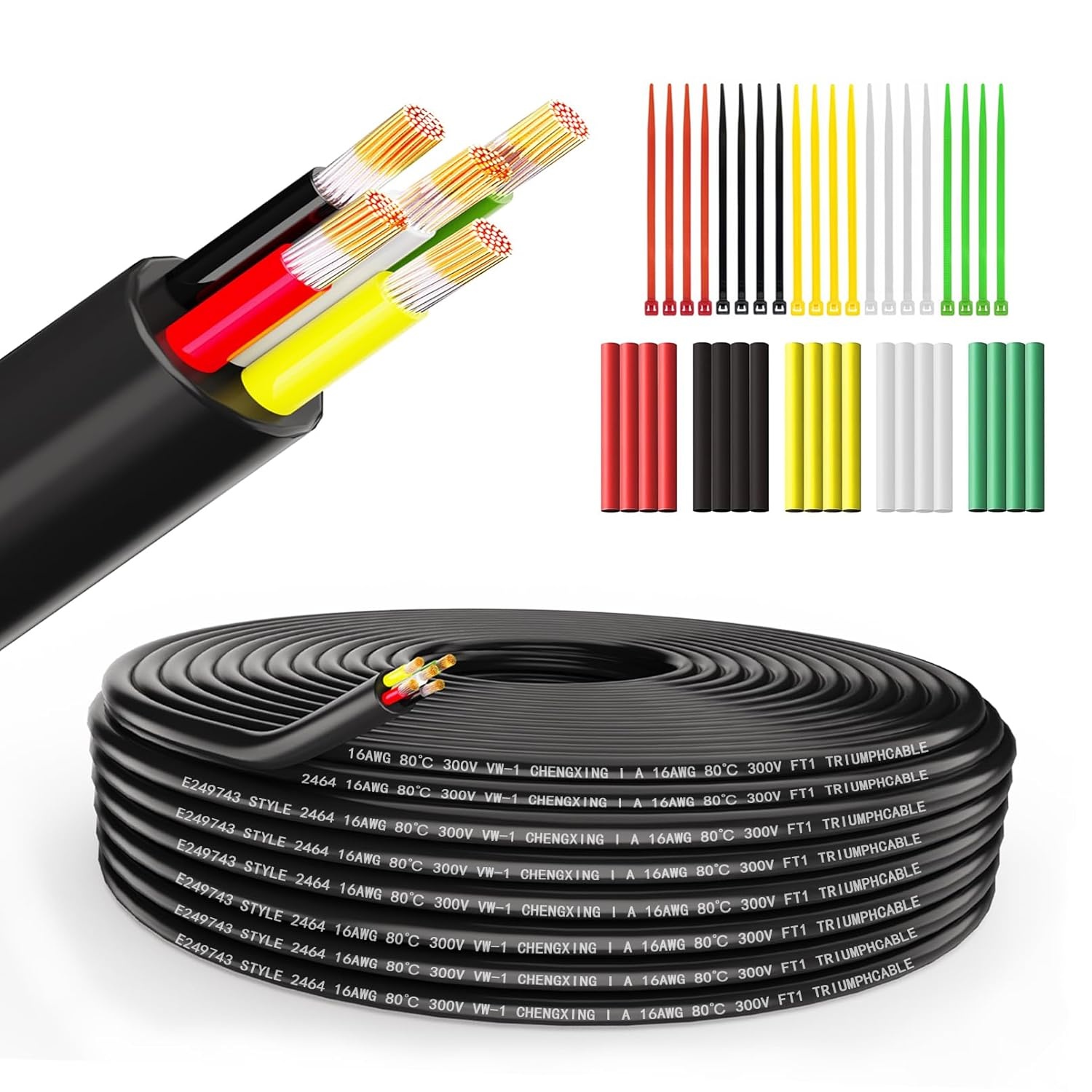 Flexibele 5-aderige Elektriciteitskabel 16AWG 5x1.5mm² PVC 9.14m - 72% Korting