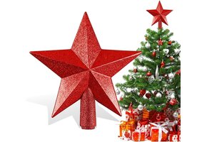 Mooie Rode Kunststof Ster Kerstboom piek 20 cm - 72% Korting!