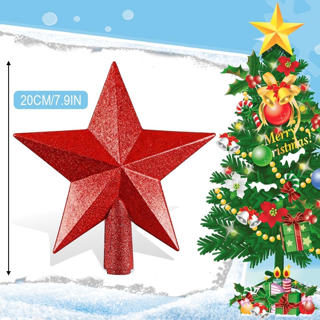 Rode Kunststof Ster Kerstboom piek 20 cm | 76% Korting