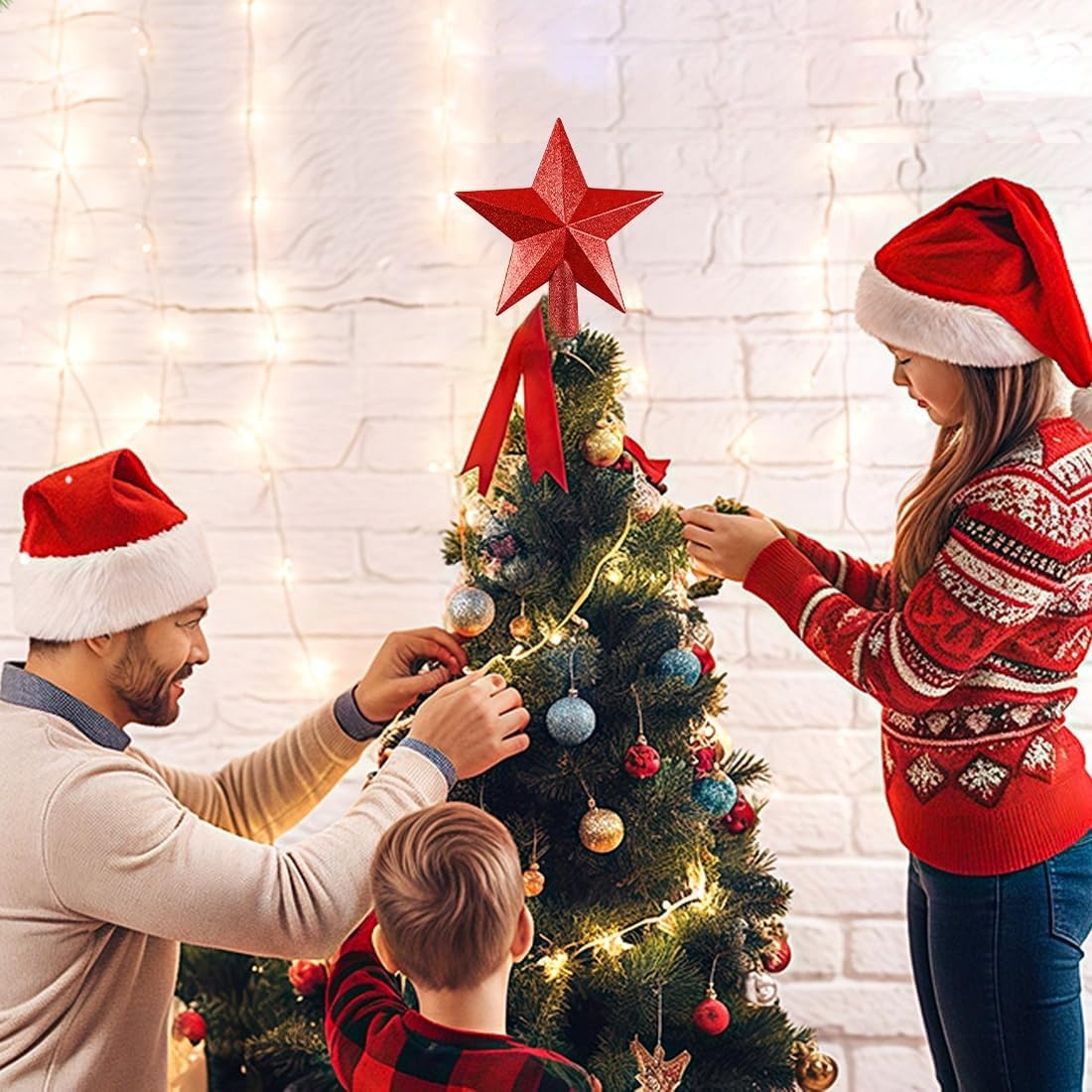 Rode Kunststof Ster Kerstboom piek 20 cm | 76% Korting