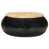 vidaXL Salontafel 68x68x30 cm Massief Mangohout Zwart - 30% Korting