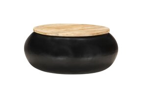 vidaXL Salontafel 68x68x30 cm Massief Mangohout Zwart - 30% Korting