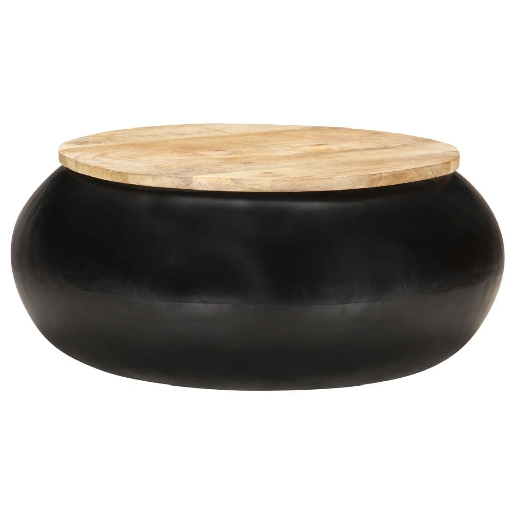 vidaXL Salontafel 68x68x30 cm Massief Mangohout Zwart - 30% Korting