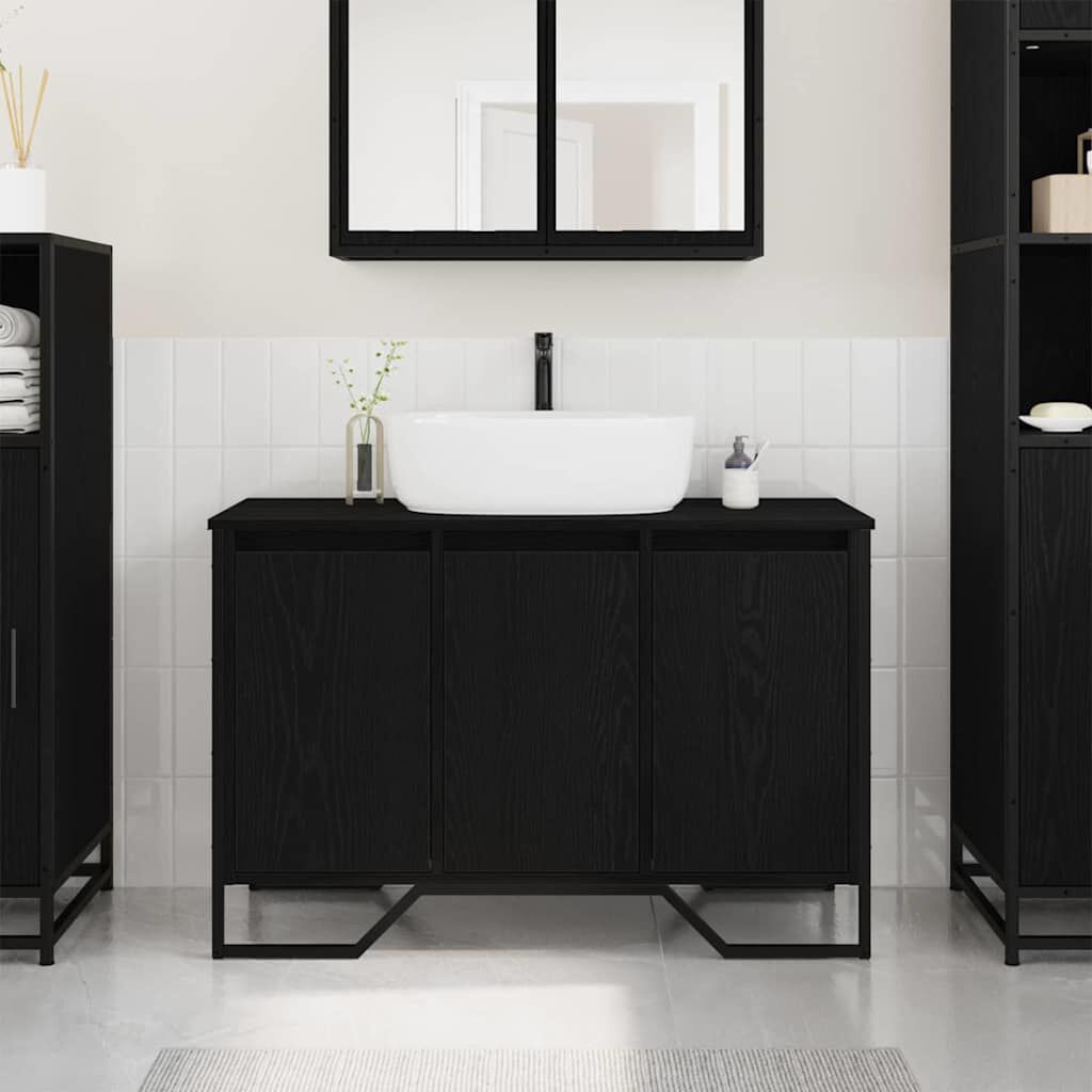 Zwart Eiken Wastafelkast 91x35x60cm - 34% Korting